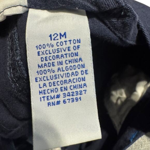 Miniwear Baby Overalls 12M Navy Baseball League 01 Embroidered Shortalls - Picture 6 of 8